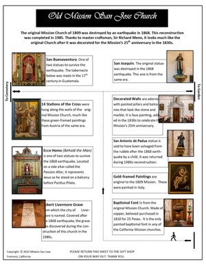 Old Mission San Jose Church Information Sheet