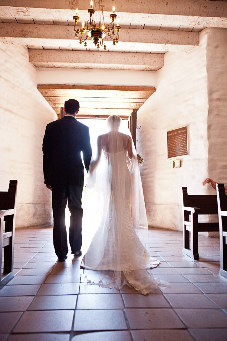 Wedding Couple Leaving Mission Church